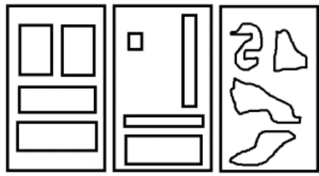 Figure 1: Three layouts that we consider to be identical Now we need a layout descriptor that is at least as stable as the best segmentation algorithms