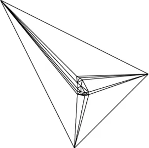 Figure 2: Example of a delaunay triangulation produced by opencv. The vertices in the center are the centroids of the regions of the layout.