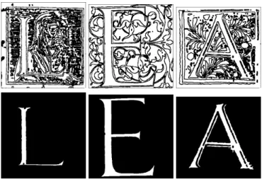 Figure 5. Examples of automatically ex- ex-tracted shapes from drop caps