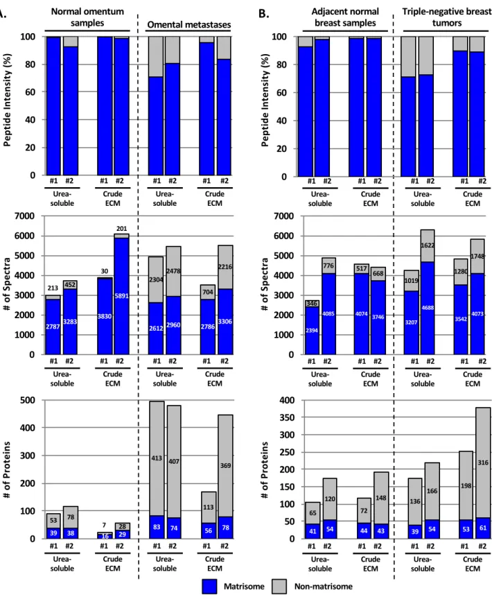 Figure 2. Comparison of matrisome and non-matrisome proteins identified in urea-soluble vs