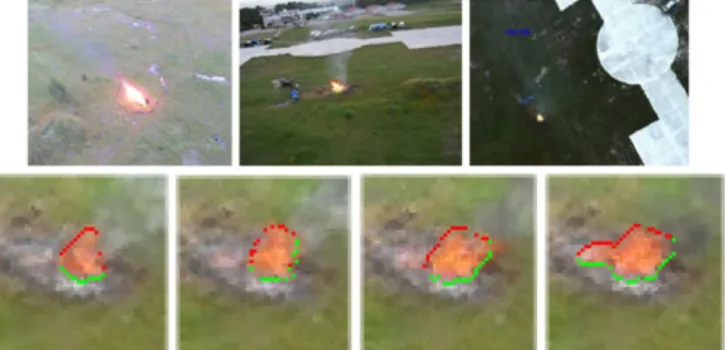 Fig. 4: Aerial view of a wildfire from different angles (top).