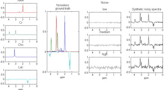 Figure 4.3: Simulation of synthetic MRSI spectra from simulated metabolite profiles.
