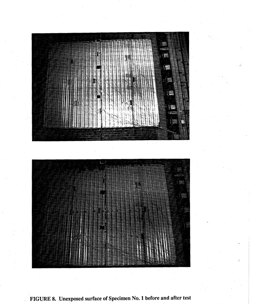 FIGURE  8.  Unexposed surface of Specimen No.  1  before and after test 