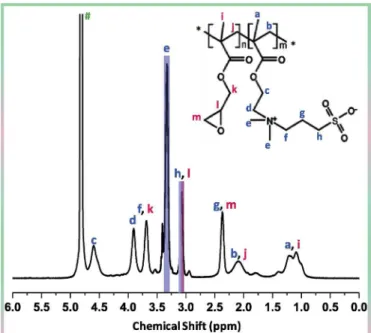 Fig. 2. 1 H NMR spectrum of poly(GMA-co-SBMA) polymer used in this study.