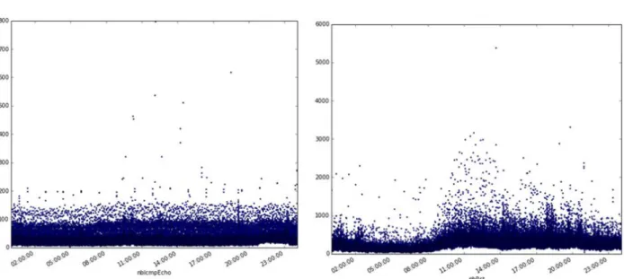 Figure 5: Number of RST packets and ICMP echo packets the 17 th  of February 2015 