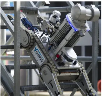 Fig. 1: VIKINGS climbing stairs in autonomous driving mode at the competition site during the last competition (March 2017).