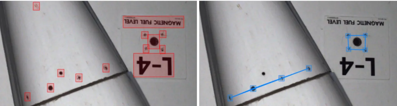 Figure 5: From left to right, detected zones of interest and screw patterns expectation.