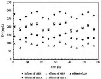 Fig. 5 shows the evolution of TN concentration during the steady operation of the entire system