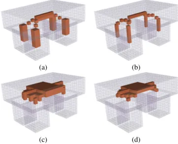 Fig. 1. Different types of skeletons. (a): Curve skeleton, symmetric. (b):