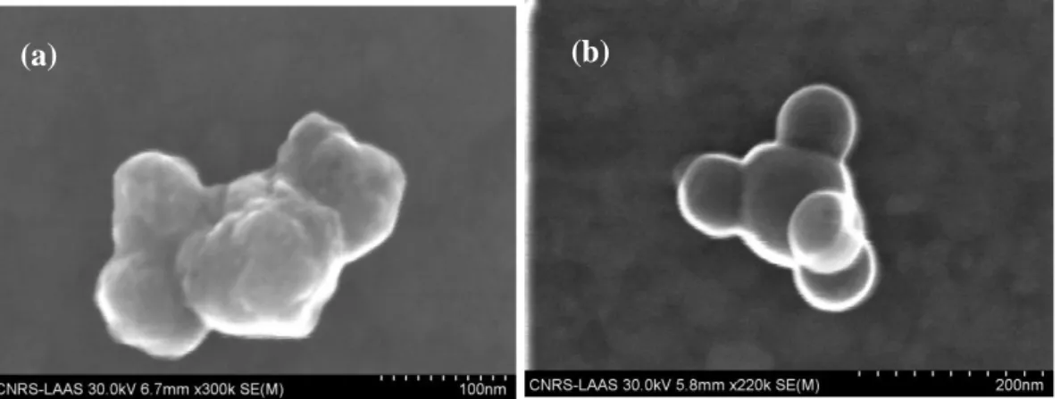 Figure S1. SEM pictures of small indivisibles aggregates of CuO (a) and Al (b) nanoparticles  after suspending nanopowders