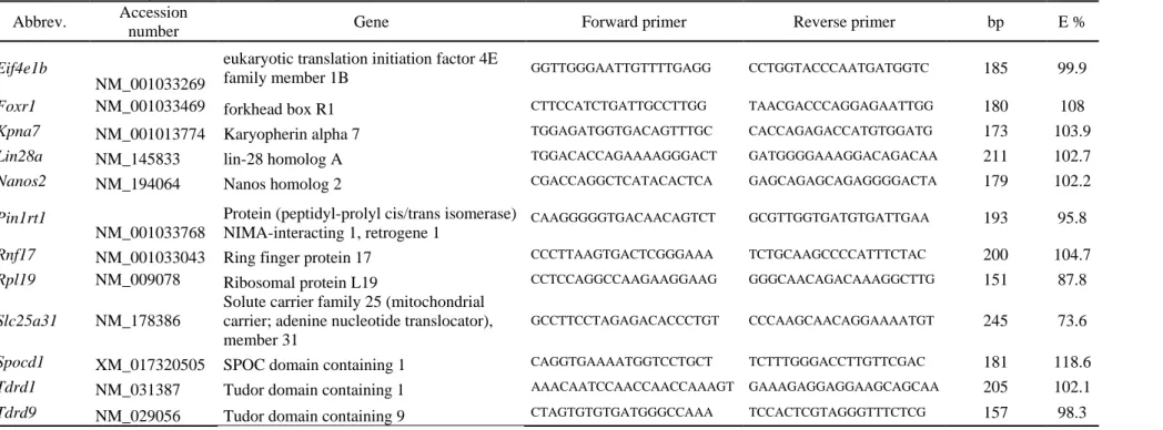 Table 1 : Mouse oligonucleotide sequences 