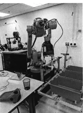 Figure 1:  The  6-DOF  arm  used  in  these  experiments,  an  ABB  1600.  A  parallel jaw gripper  is attached  to  the  end.