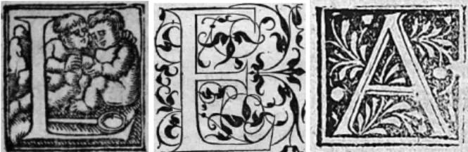 Fig. 1 Various lettrines illustrating the great variability of representa- representa-tion of the informarepresenta-tion