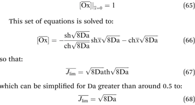 Fig. 7 Electron transport coupled with a ﬁ rst-order metabolic reaction treated in the framework of the thin layer hypothesis: the log – log relationship between the dimensionless current density peak ( J peak ) and the dimensionless scan rate ( v).