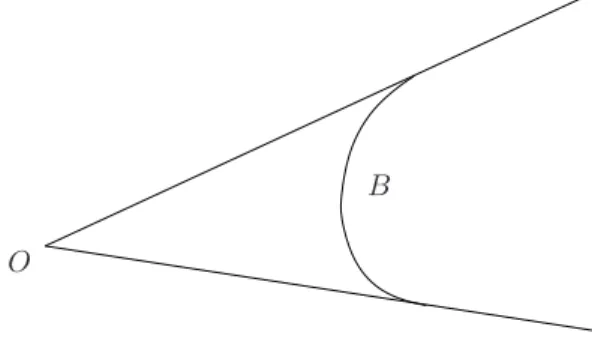 Figure 3. The indicatrix B in the tangent space to a point in Ω.