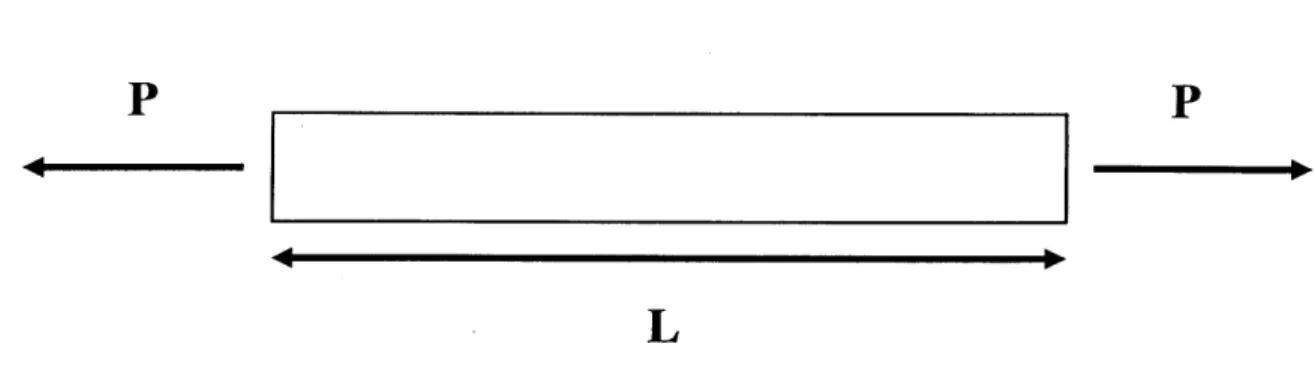 Figure 17:  Straight bar with  cross  sectional area bh  pulled  in tension by  equal and opposite  forces P.
