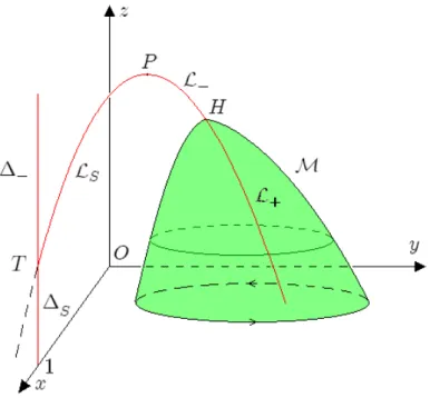 Figure 6. Critical set of (2.3) (in red) – set of singular points of the Boundary-Layer System (BLS) obtained by setting ε = 0.