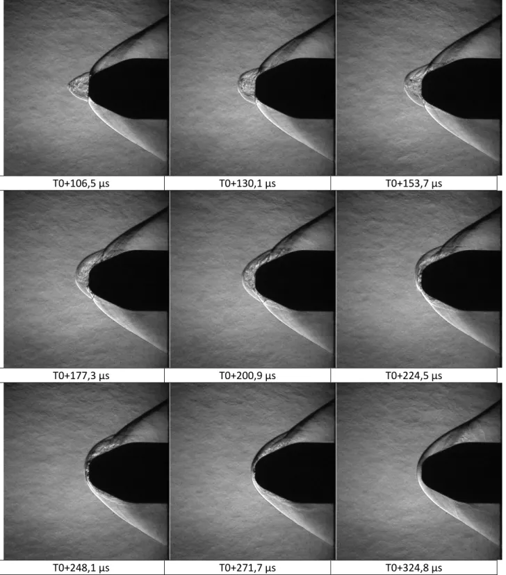 Figure 10- Schlieren images of the flow during the interaction. 