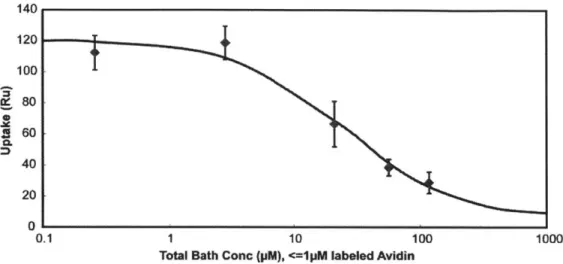 Figure  2.6  Concentration  dependent  uptake  ratio  of  FITC  labeled  Avidin  in  cartilage  explants  after  3  day equilibration  at  37*C  in  IX  PBS  supplemented  with  protease  inhibitors