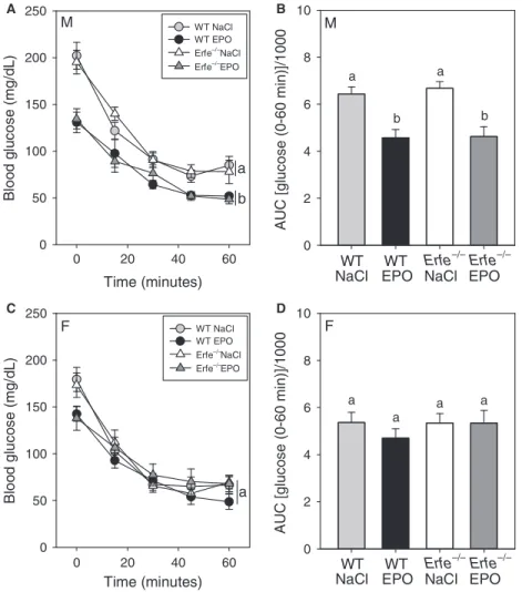 Figure 5. Erythroferrone does not affect insulin tolerance under basal conditions or after chronic treatment with EPO