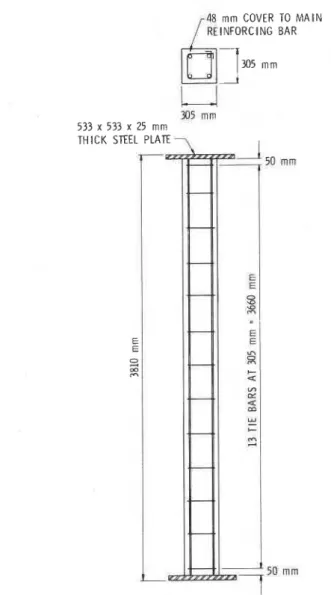 Figure  1.  Reference test column and location of  rein-  forcing  bars 