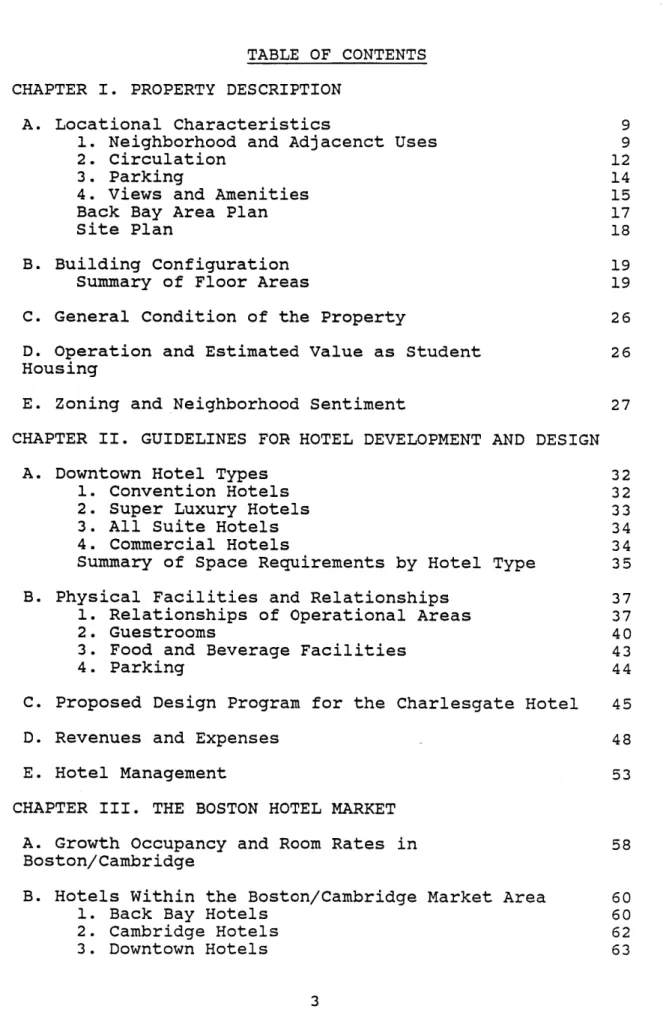 TABLE  OF CONTENTS CHAPTER  I.  PROPERTY  DESCRIPTION