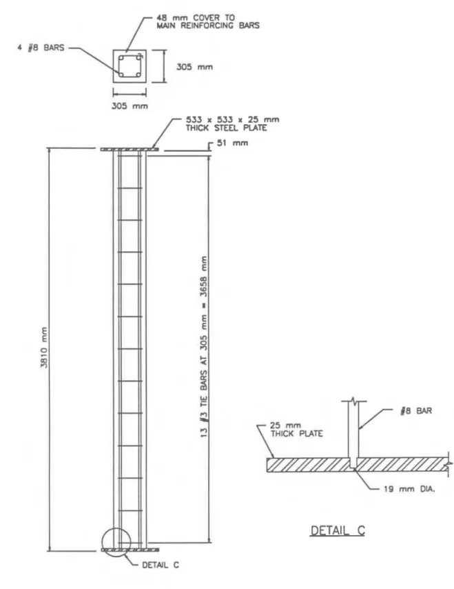 Figure 3.1.1  Elevation, Cross-Section and Finishing Detail:  12  x  12 Section with  2.19% Steel 