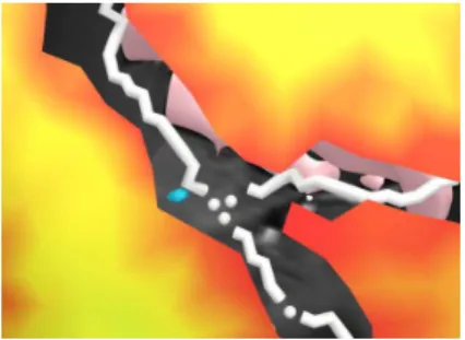 Fig. 4. Color map of the aggregative soft constraint, for different values of the  weight-ing factors (case #1): k depth = 1 , k risk = 8 , k orient = 1 