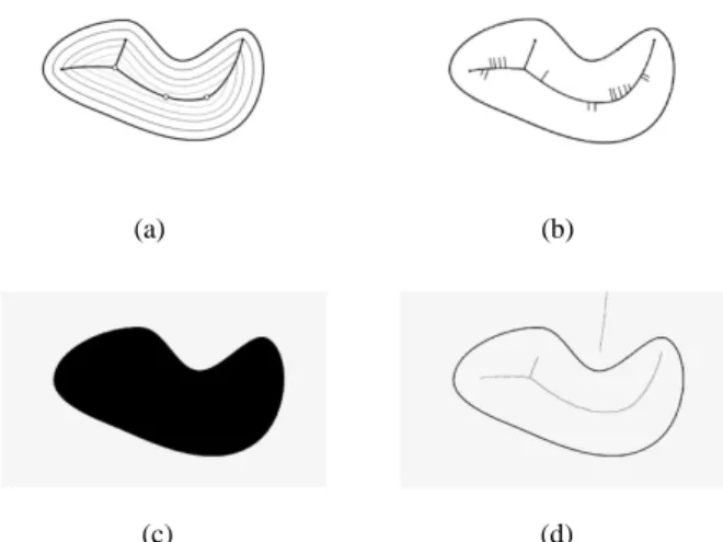 Fig. 1 A two-dimensional representation of the medial axis of a boundary B in the smooth and discrete case