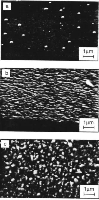 Figure  3.3.  SEM  images of the surface  morphology  of ZnSe films  deposited  from  tBASe  (40pmol/min) and  DMZnNEt 3 (20jtmol/min) in hydrogen  at various  growth  temperatures: