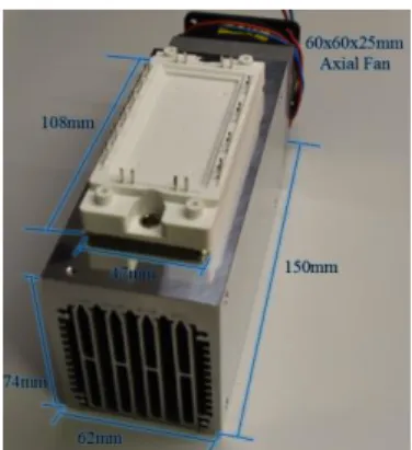 Fig. 6: Heat sink, fan and power module used as  reference in the example of heat sink optimization