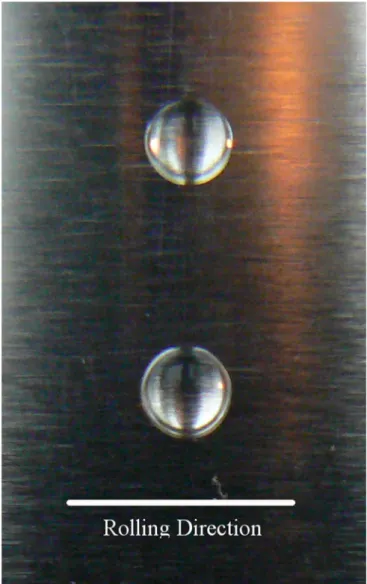 Fig. A5. Observation of drops with volume v ¼ 4 m L, deposited on 1 mm rolled sub- sub-strate AA 1050 degreased using acetone.