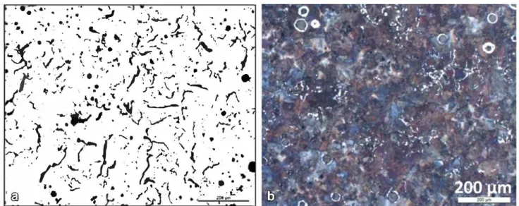 Fig. 2  Microstructure of the alloy cast in TA cup before  (a)  and after  (b) etching with Nital