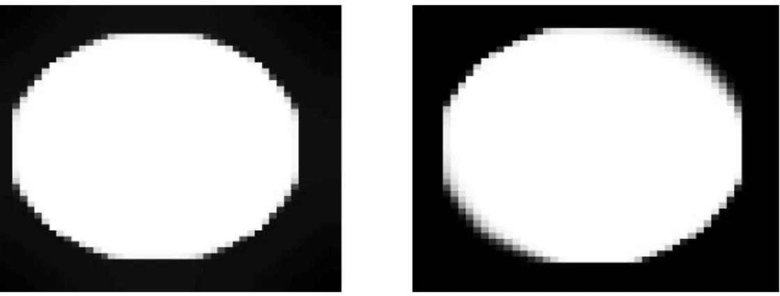 Figure 6: Denoising of a disk using the algorithm of Appleton-Talbot (left) and Chan-Zhu (right)