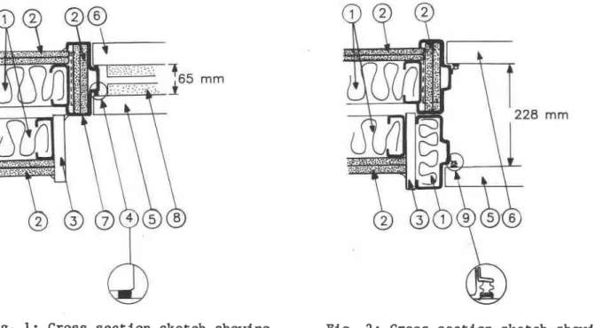 Fig.  1:  Cross  s e c t i o n   s k e t c h   showing  Fig.  2:  Cross  s e c t i o n   s k e t c h   showing  i n s t a l l a t i o n   of  t h e   s i n g l e   doorframe  i n s t a l l a t i o n   of  t h e   double  doorframe  i n   t h e   p a r t i 