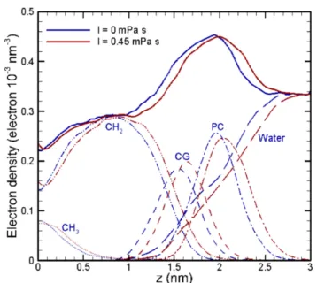 Fig. 14 Extreme increase of the thickness of the membrane at t ≈ 1.1ns (Fig. 13), which is a clearly evidence of the membrane descohesion.