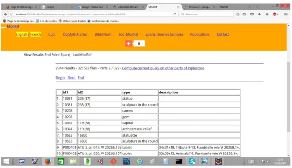 Figure 8. ModRef Project Web Application: Endpoint Sparql.