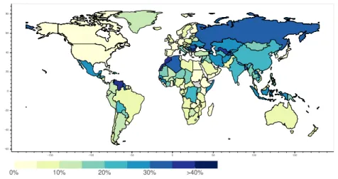 Fig. 5. Fraction of vulnerable to spoofing (inbound traffic) vs. all /24 networks per country