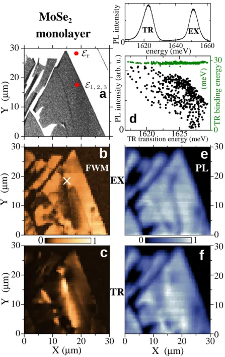 Figure 2: Hyperspectral mapping of the MoSe 2 monolayer. a) Optical contrast of the sample observed in reectance