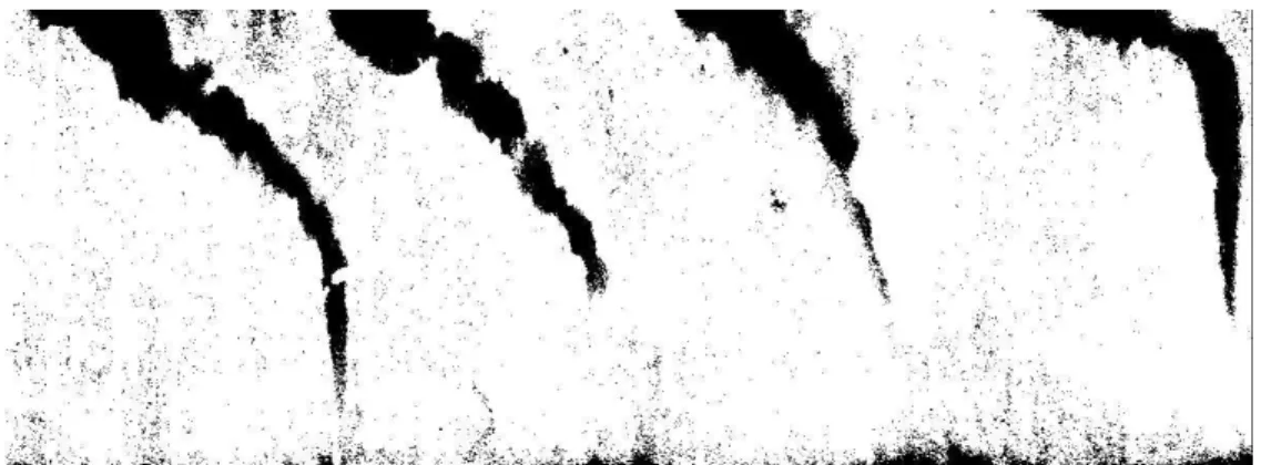 Fig. 8a The effect of closing operation: image before closing operation (a), after closing operation  made by kernel of 2x2 pixels (b) and 5x5 pixels (c) (for clarity both (b) and (c) shown after 