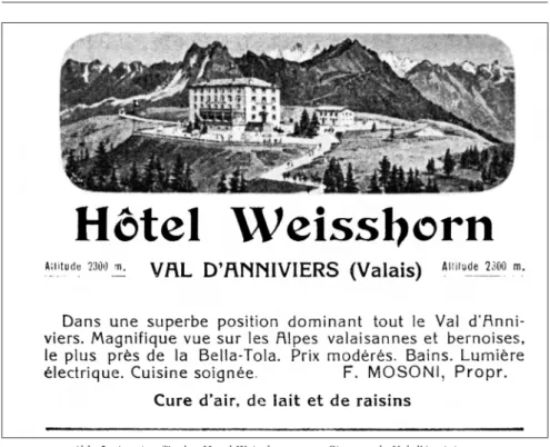 Abb. 2: Anzeige für das Hotel Weisshorn, aus «Sierre et le Val d'Anniviers» 