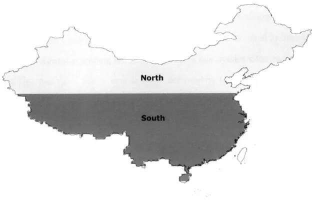 Figure 2-1:  The division between  north  and south regions  for the simplified  analysis.