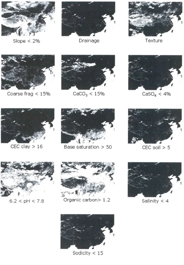Figure  4-5:  Maps  of  area  where  slope  and soil  characteristics  are very  suitable  for maize  (Class S 1 requirements).