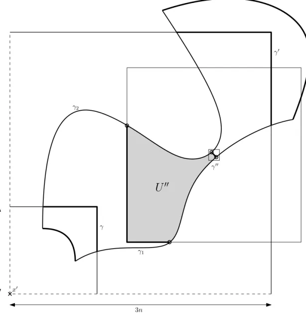 Figure 8. Gluing quads: construction of U 00 in the squeezing case.