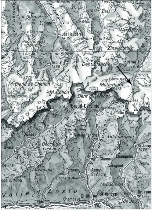 Abb. 1: Der Theodulpass auf 3317 m ü.M. verbindet das Mattertal mit dem Valtournanche  im Aostatal