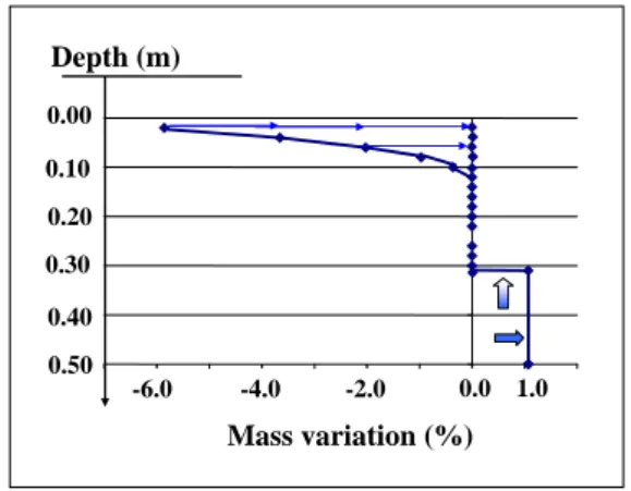 Fig. 6: First stage of moisture distribution in concrete beams due to late water supply 