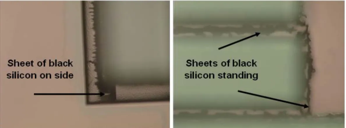 Figure 4-10:  Remaining black silicon after electrode wafer DRIE 