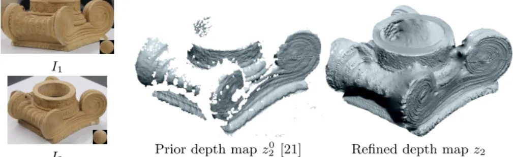 Fig. 6: Left: two (out of 30) images I 1 and I 2 of the “Figure” object [20]. Middle:
