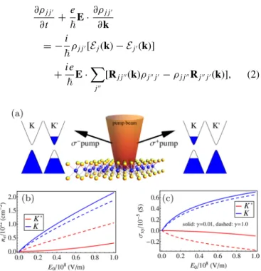 FIG. 1. Optically induced valley polarization: (a) Polarization selective pumping leads to different populations in the K and K  valleys