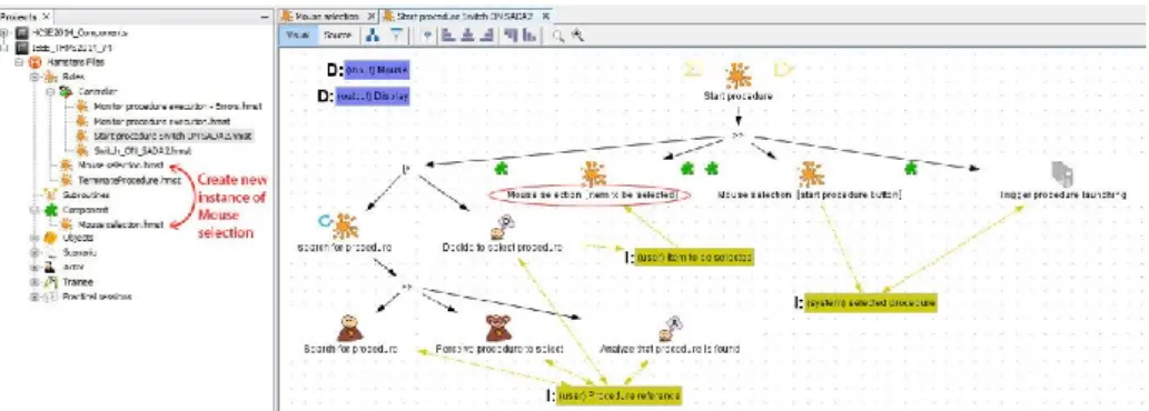 Fig. 12. New instance of the “Mouse selection” generic component in the current project 